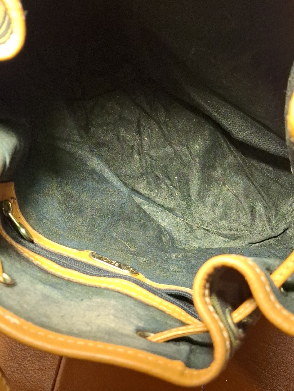 Fendi Leather-Trim Monogram Bucket Shoulder Bag in Tan and Black - Picture 7 of 12